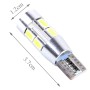 2 ПК T10 6W Белый свет 10 SMD 5630 Светодиодный светодиод без ошибок Canbus Car Lames Lampe, DC 12V