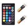 2 ПК W5W 194 T10 Multi Colors Cob 12 SMD RGB Светодиодные лампы с удаленным управлением клином боковые светильники Lamp