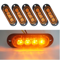 5 PCS MK-087 Car / Truck 4LEDs Side Marker Indicator Lights Bulb Lamp (Yellow Light)