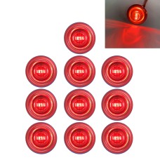 10 PCS MK-119 3/4 inch Metal Plating Frame Car / Truck 3LEDs Side Marker Indicator Lights Bulb Lamp(Red Light)