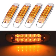 4 PCS MK-338 DC12-24V Truck 12LEDs Side Clearance Maker Light (Yellow Light)