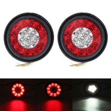 2 PCS MK-272 DC12-24V 3.93 inch Van / Truck 16LEDs Bi-color Round Tail Light(Red White)