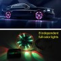 4 PCS Solar LED Car Tire Decoration Flashing Lights Colorful Wheels Hub Atmosphere Lights Infrared Remote Control