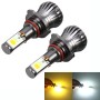 2 PCS 9005 HB3 6W 400LM Car LED Three-side COB Chips Fog Light Lamp Replacement, (White Light+Yellow Light)