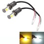 2 PCS H3 6W 400LM Car LED Three-side COB Chips Bulb Fog Light Lamp Replacement, (White Light+Yellow Light)