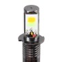 2 PCS H3 6W 400LM Car LED Three-side COB Chips Bulb Fog Light Lamp Replacement, (White Light+Yellow Light)