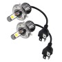 2 PCS H4 6W 400LM Car LED Three-side COB Chips Bulb Fog Light Lamp Replacement, (White Light+Yellow Light)