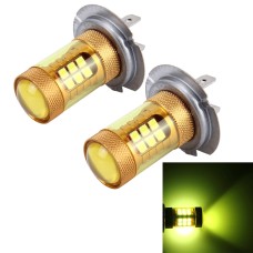 2 PCS H7 10W 1000 LM Car Fog Lights with 28 SMD-3030 LED Lamps, DC 12V(Gold Light)