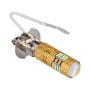 2 PCS H3 7.5W 900 LM 6000K Gold Shell Car Fog Light with 16 SMD-4014 LEDs and 1 COB LEDs, DC 12V(White Light)