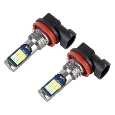 H11 / H8 2 PCS DC12-24V / 8.6W Car Double Colors Fog Lights with 24LEDs SMD-3030 & Constant Current, Bag Packaging(White Light + Ice Blue Light)