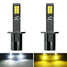 2 PCS EV15 H1 DC9-32V / 3000LM / 30W / 6000K+3000K IP65 Car LED Double Color Fog Light with 12LEDs CSP Lamp Beads(White Light + Amber Light)