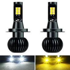 2 PCS EV15 H7 DC9-32V / 3000LM / 30W / 6000K+3000K IP65 Car LED Double Color Fog Light with 12LEDs CSP Lamp Beads(White Light + Amber Light)