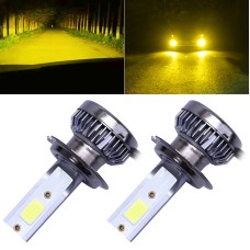 2 PCS H7 DC9-36V / 36W / 3000K / 6000LM IP68 Car / Motorcycle Mini COB LED Headlight Lamps / Fog Light(Gold Light)