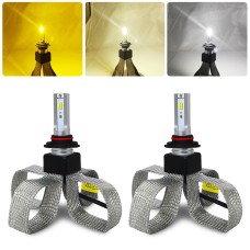 2 PCS T9 HB4 / 9006 9-36V / 25W / 3000K 4300K 6000K / 3000LM IP68 Car Triple Color LED Headlight Lamps