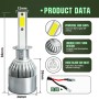 2 PCS C9 H1 18W 1800LM 6000K Waterproof IP68 Car Auto LED Headlight with 2 COB LED Lamps, DC 9-36V(White Light)