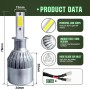 2 PCS C9 H3 18W 1800LM 6000K Waterproof IP68 Car Auto LED Headlight with 2 COB LED Lamps, DC 9-36V(White Light)