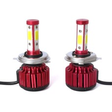 2 PCS X6 H4 36W 3600LM 6500K 4 COB LED Car Headlight Lamps DC 9-32V White Light(Red)