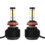 2 PCS X6 H8/H11 36W 3600LM 6500K 4 COB LED Car Headlight Lamps DC 9-32V White Light(Black)