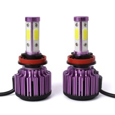 2 PCS X6 H8/H11 36W 3600LM 6500K 4 COB LED Car Headlight Lamps DC 9-32V White Light(Purple)