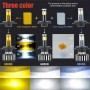 2 PCS M6 9005 DC9-36V 22.5W 6000K / 8000K / 3000K 2100LM IP67 Car Tricolor LED Headlight Lamps / Fog Light