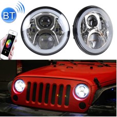 2 PCS 7 inch DC12V 6000K-6500K 50W Car LED Headlight Cree Lamp Beads for Jeep Wrangler / Harley, Support APP + Bluetooth Control(Silver)