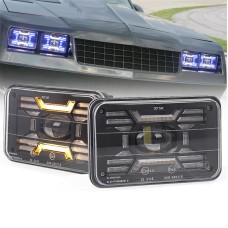 OL-2051S 1 Pair 4x6 inch Off-road Vehicle Modified Angel Devil Eyes Rectangular Headlight