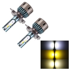 1 Pair H4 DC12V / 30W / 3000LM Car LED SMD-1860 Lamp Bead Tricolor Headlight