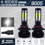 V4 9005 2 PCS DC9-36V 22W 2500LM 6000K White Light IP68 Car LED Headlight Lamps(Black)