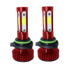 V4 9006 2 PCS DC9-36V 22W 2500LM 8000K Ice Blue Light IP68 Car LED Headlight Lamps(Red)