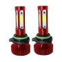 V4 9006 2 PCS DC9-36V 22W 2500LM 8000K Ice Blue Light IP68 Car LED Headlight Lamps(Red)