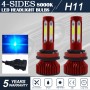 V4 H8 / H9 / H11 2 PCS DC9-36V 22W 2500LM 8000K Ice Blue Light IP68 Car LED Headlight Lamps(Red)