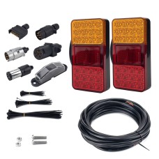 2 PCS Trailer / Truck D-type Long Strip 24LEDs Tail Light with License Plate Light Set