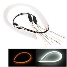 2 PCS 12V Car Daytime Running Lights Soft Article Lamp, White + Yellow Light, Length: 60cm