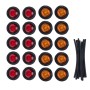 A5014 20 in 1 Red + Amber Light Truck Trailer LED Round Side Marker Lamp