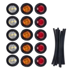 A5015 15 in 1 Red + Amber + White Light Truck Trailer LED Round Side Marker Lamp
