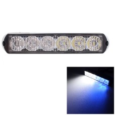 18W 1080LM 6-LED White + Blue Light Wired Car Flashing Warning Signal Lamp, DC 12-24V, Wire Length: 90cm