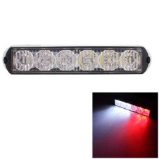 18W 1080LM 6-LED White + Red Light Wired Car Flashing Warning Signal Lamp, DC 12-24V, Wire Length: 90cm