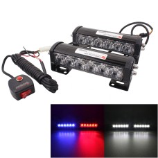 2 PCS  6 inch 6 LED 2 x 18W Car Flash Warning Light Red + Blue Change White Waterproof Emergency Light, DC 12V