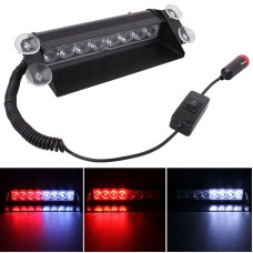 8W 800LM 8-LED White + Red Light 3-Modes Adjustable Angle Car Strobe Flash Dash Emergency Light Warning Lamp with Suckers, DC 12V