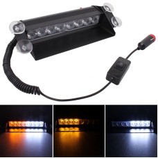 8W 800LM 8-LED White + Yellow Light 3-Modes Adjustable Angle Car Strobe Flash Dash Emergency Light Warning Lamp with Suckers, DC 12V
