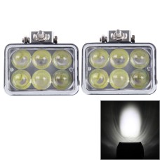 2 PCS 3 inch DC 12-80V 30W 3800LM 6000K IP67 Waterproof Squared Car Spotlight Fog Spot Light Foglight LED Car Bulbs with 6 LED Lights(White Light)