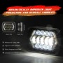 7 inch H4 DC 9V-30V 3000LM 6000K 30W IP67 8LED Lamp Beads Car Square Shape LED Headlight Lamps for Jeep Wrangler