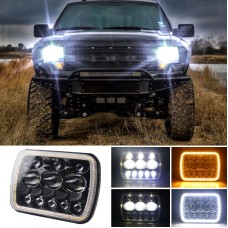 7 inch H4 DC 9V-30V 5000LM 6000K/3000K 45W IP67 Car Square Shape LED Headlight Lamps for Jeep Wrangler, with Aperture