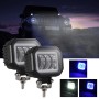 2 PCS Car 4 inch Square Spotlight Work Light with Angel Eyes (Blue Light)