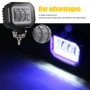 2 PCS Car 4 inch Square Spotlight Work Light with Angel Eyes (Blue Light)