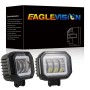 2 PCS Car 4 inch Square Spotlight Work Light with Angel Eyes (Yellow Light)