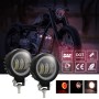 2 PCS Car 4 inch Round Spotlight Work Light with Angel Eyes (Red Light)