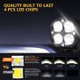 Car 3 inch 4LEDs Strobe Spotlight 20W / 2000LM / 6000K / DC9-80V(White Light)