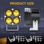 Car 3 inch 4LEDs Strobe Spotlight 20W / 2000LM / 6000K / DC9-80V(Yellow Light)