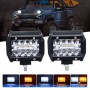 4 inch 13W 3 Row Car LED Strip Light Working Refit Off-road Vehicle Lamp Roof Strip Light with Yellow White Flash